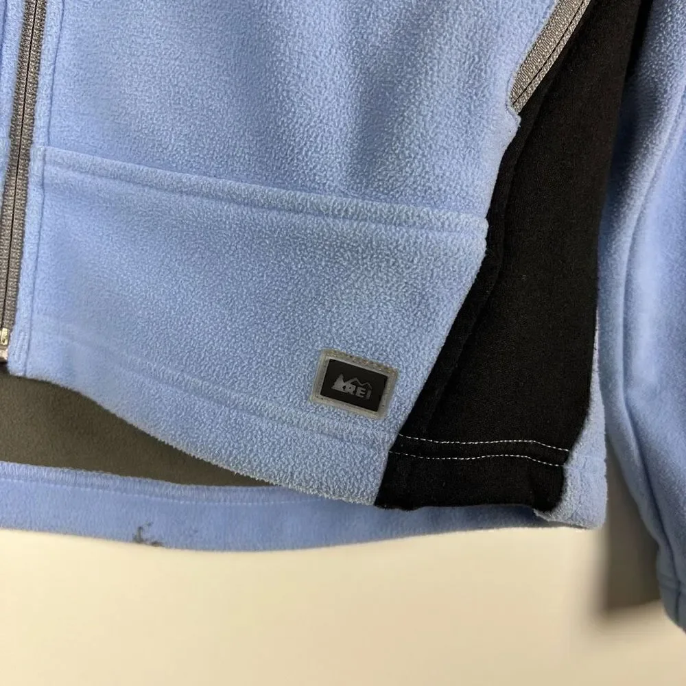 REI Fleece Full Zip Up Jacket light blue black big kids XL (16/18)